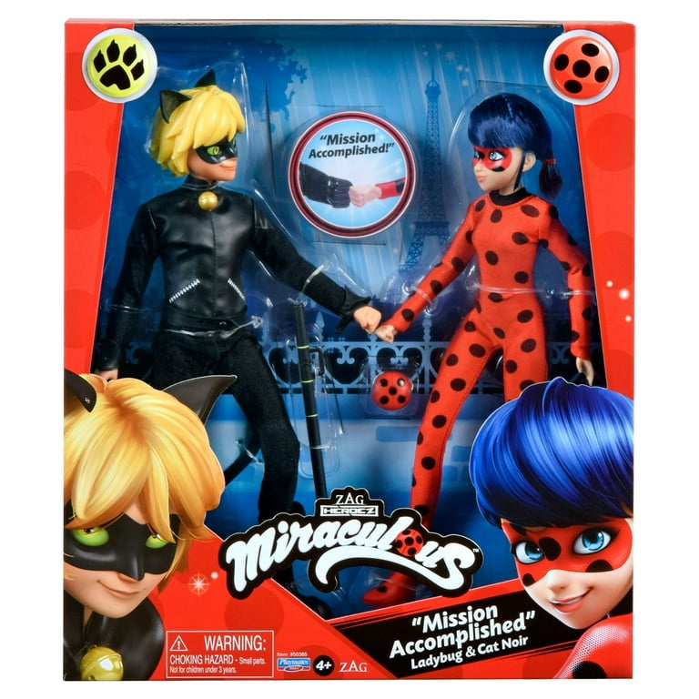 Miraculous Mission Accomplished Ladybug and Cat Noir Doll Playset, 4 Pieces