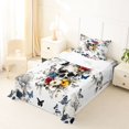 thumbnail image 5 of Homewish Floral Halloween Skull Twin Sheets,Colorful Butterfly Daisy Print Bedding,White Multicolor,3-Piece,1 Fitted Sheet and 1 Pillowcase, 5 of 6