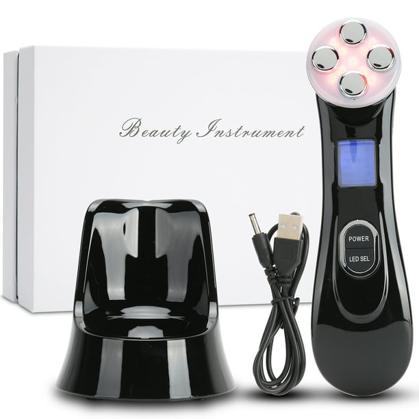 Máquina facial Nikou terapia de luz LED 6 colores EMS negra