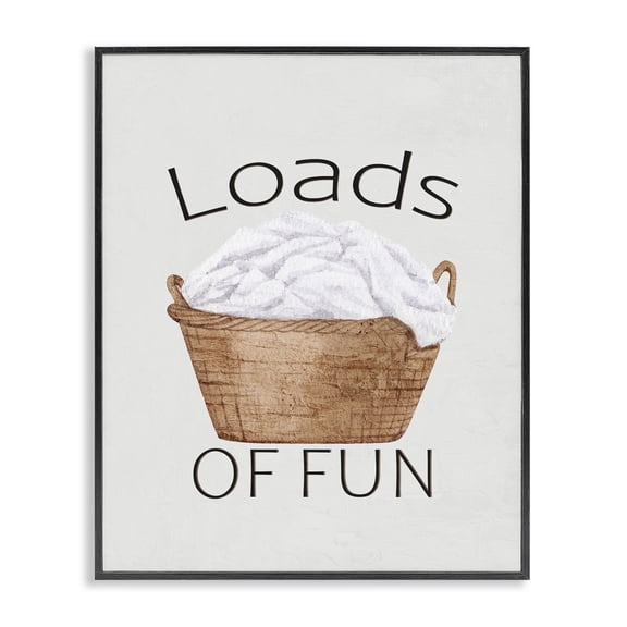 Loads Of Fun Laundry Basket Black Framed Giclee Art, design by Kim Allen
