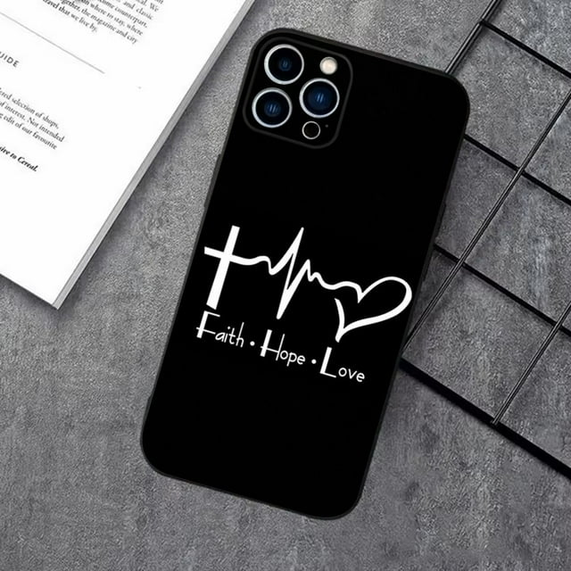 Jesus Bible Verse Christian Phone Case for iPhone 5-16 Series, Soft TPU, Black, Full Coverage