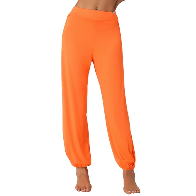 Pantalones Harem de Yoga para Mujeres INSPIRE CHIC con Abertura Lateral, Joggers, Cubierta de Playa, Pantalones de Entrenamiento, XL Naranja