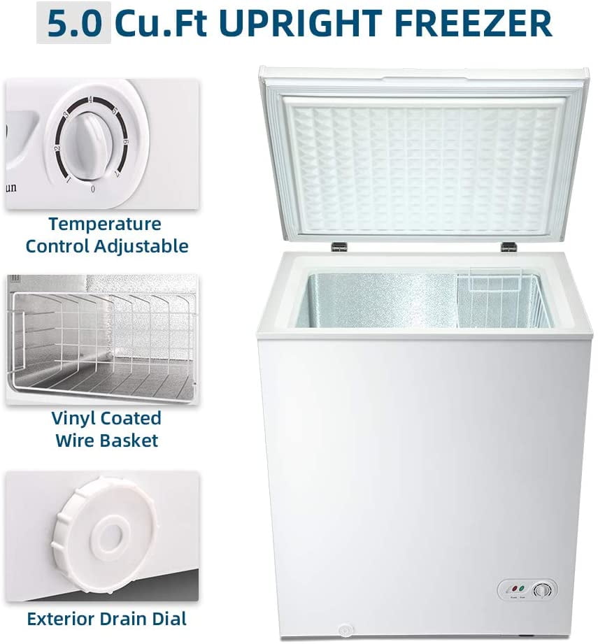 Best 5.0 Cu Ft Chest Freezer Buy Kismile 5.0 Cubic Feet Chest Freezer with Removable Basket Free