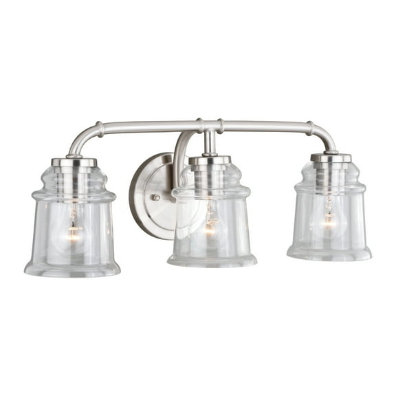 3 Light Bathroom Vanity Light - Satin Nickel Industrial Lighting Fixture
