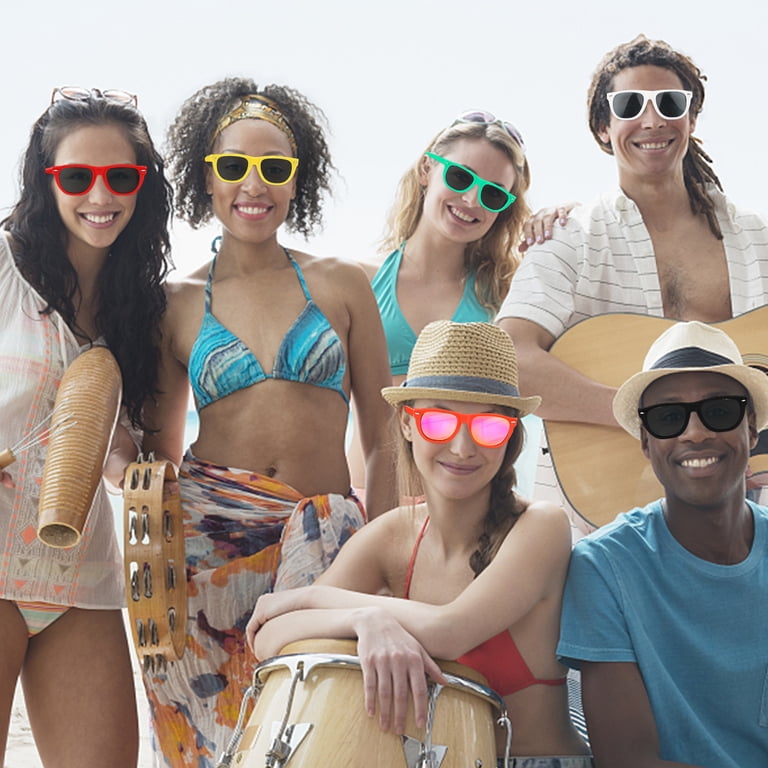 12-Pack Kids Neon Sunglasses With UV 400 Protection - End Of Year School Gifts With Blessing Cards