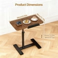 thumbnail image 3 of Height Adjustable Overbed Bedside Table with Wheels, Split Top Tilt Bedside Table, Mobile Laptop Computer Standing Desk Cart with Tray for Hospital Home Use Walnut, 3 of 9