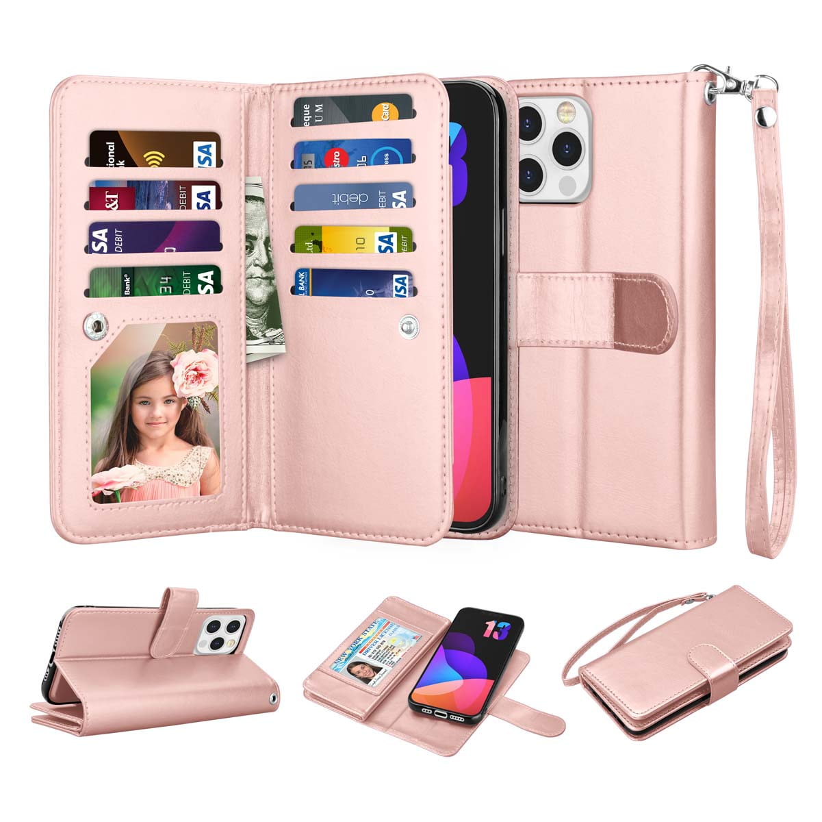 iPhone 13 Case, Wallet Case for iPhone 13, iPhone 13 PU Leather Case, Njjex  Luxury PU Leather [9 Card Slots Holder ] Carrying Folio Flip Cover 
