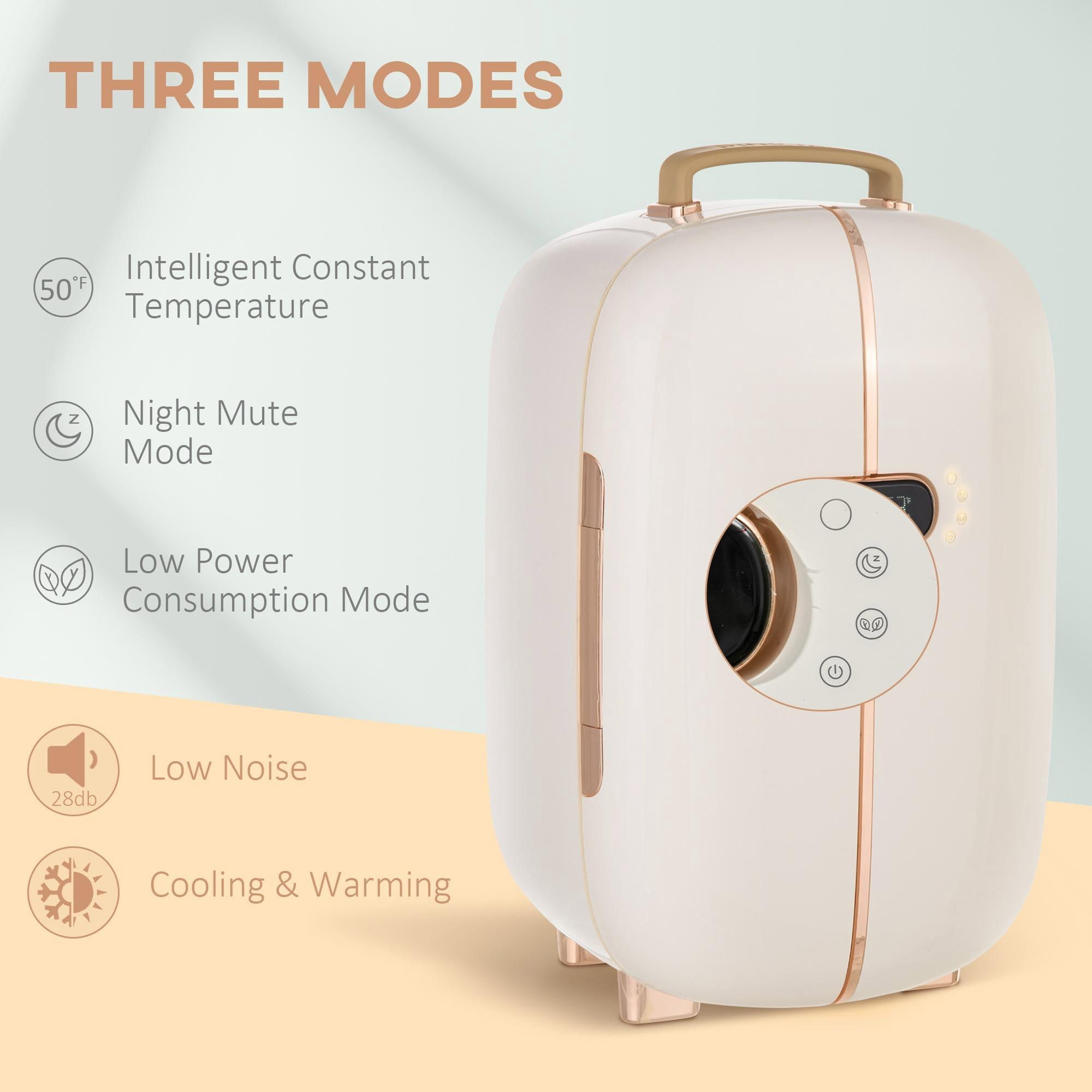 Resenkos Portable Skincare Fridge with LED Display, 12L Mini Fridge for Beauty, Makeup and Cosmetics, White