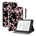 thumbnail image 1 of GSFY Case for 7" All-New Kindle Paperwhite (12th Generation, 2024) and Kindle Colorsoft Signature Edition - Slim Lightweight Shell PU Leather Wallet Protective Flip Cover, Pink Flower, 1 of 7