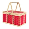 thumbnail image 1 of Cesta de picnic cómoda, fácil de usar, práctica tejida de merienda al aire libre rojo, 1 of 8