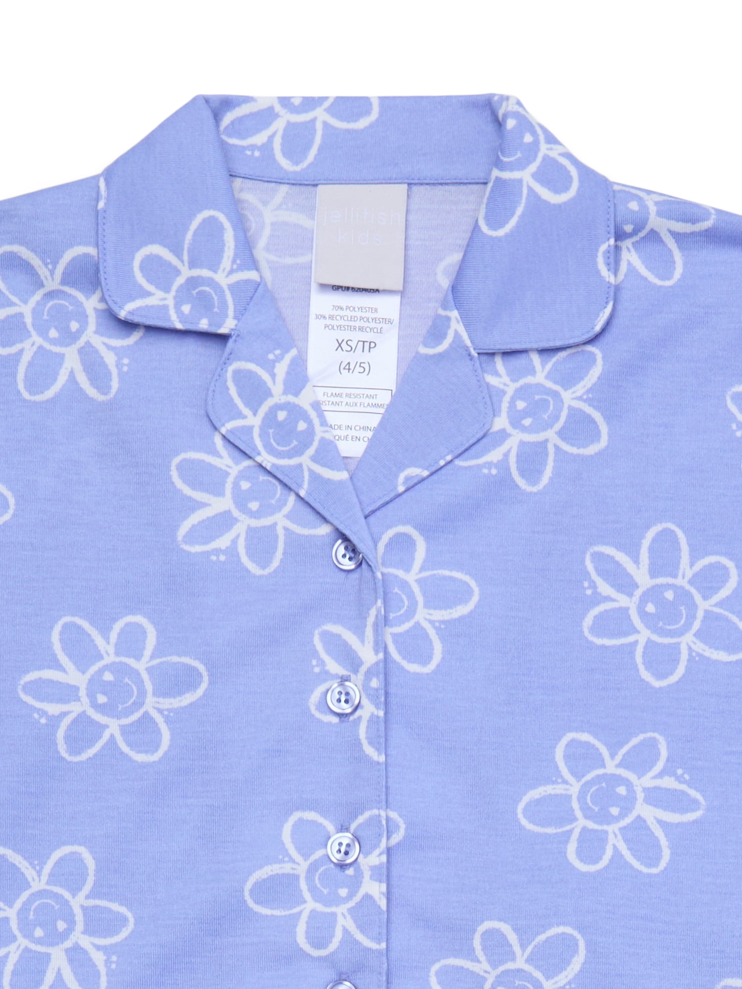 Jellifish Kids Girls’ Short Sleeve Top and Pants Pajama Set, 2-Piece, Sizes 4-16