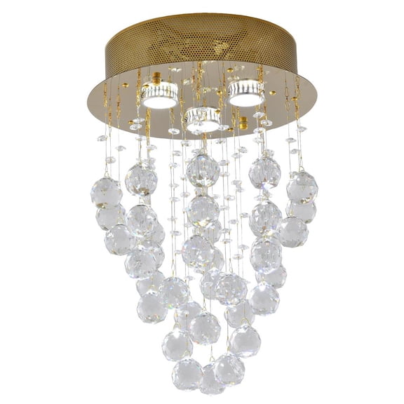 Bethel International Semi Flush Mount Gold Metal & Crystal