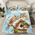 thumbnail image 2 of Feelyou Cartoon Owl Full Size Sheets, Blue Christmas Bed Sheets, Winter Rustic Snowflake Sheet Sets, Microfiber Bedroom Decor,4-Piece, 2 of 7
