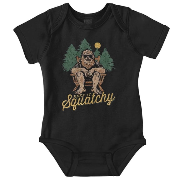Funny Bigfoot Keep It Squatchy Gender Neutral Printed Baby Bodysuit Brisco Brands NB