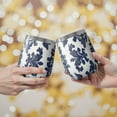 thumbnail image 2 of 12oz Stemless Wine Tumblers Blue and White Pioneer Flower Vacuum Insulated Stainless Steel Travel Tumbler Cups Mug with Lid and Straw for Champaign,Cocktail,Beer with Cleaning Brush, 2 of 5