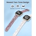 thumbnail image 3 of Wearlizer 2 Packs Floral Engraved Band Compatible with Fitbit Versa 4 Bands/Versa 3 Bands/Sense 2/Sense Bands Women, Cute Two-Tone Flower Soft Silicone Sport Strap for Versa 3 4 Sense 2 Watch Band, 3 of 7