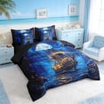 thumbnail image 2 of Manfei Magical Sailboat Canyon Ocean Twin Bedding Sets for Kids Boys and Girls, Nautical Fantasy Print Bedding Comforter Set, Black Reversible 7-Piece, 2 of 6
