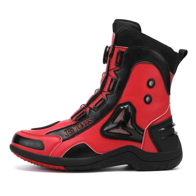JG WOLVES- Motorcycle Boots - All-Season Comfort & Adventure - Waterproof Touring & Off-Road Riding Shoes - For Men & Women, Red,40