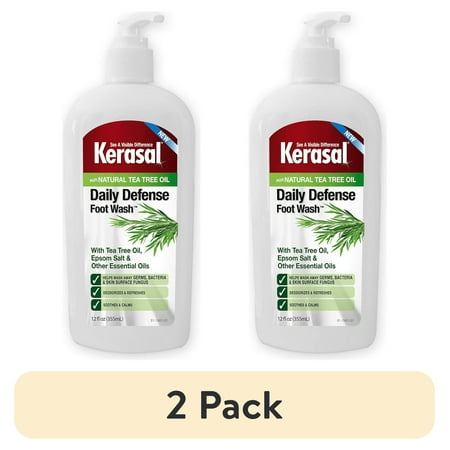 (2 pack) Kerasal Daily Defense Foot Wash Plus Natural Tea Tree Oil, Liquid, 12 fl oz