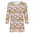 thumbnail image 5 of asdoklhq Christmas Long Sleeve T Shirt Women Fashionable Women's Pullover Printed Casual Round Neck 3/4 Sleeve Top Khaki 5X, 5 of 5