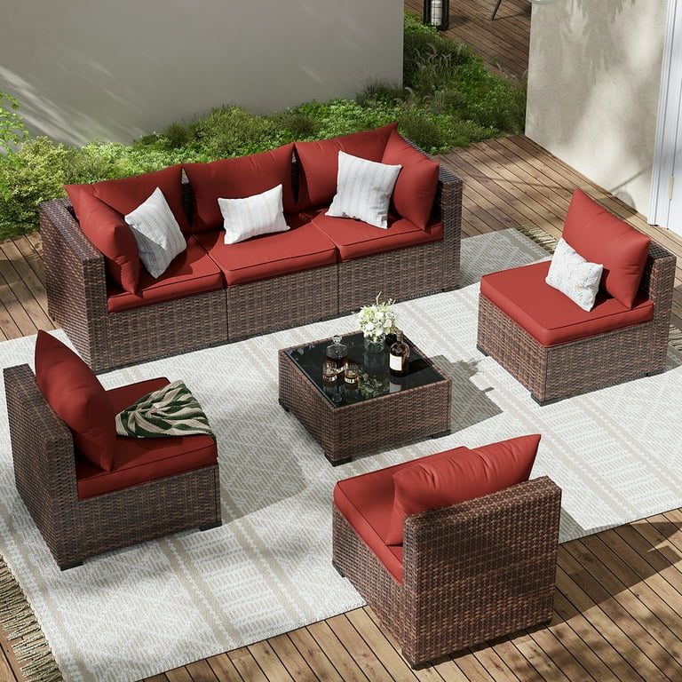 Explore ELPOSUN's 7-piece patio furniture set with adjustable