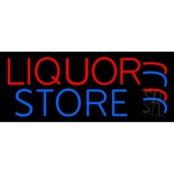 Liquor Store LED Neon Sign 10 x 24 - inches, Clear Edge Cut Acrylic Backing, with Dimmer - Bright and Premium built indoor LED Neon Sign for Bar decor.