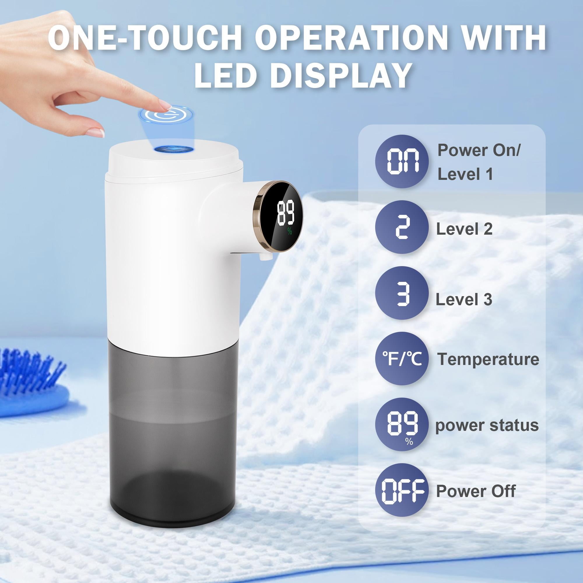 LUXMO Automatic Liquid Soap Dispenser, 3 Levels Adjustable Soap Dispenser Bathroom, 10.1OZ/300ml Automatic Soap Dispenser Touchless, USB Rechargeable Touchless Soap Dispenser for Bathroom, Kitchen