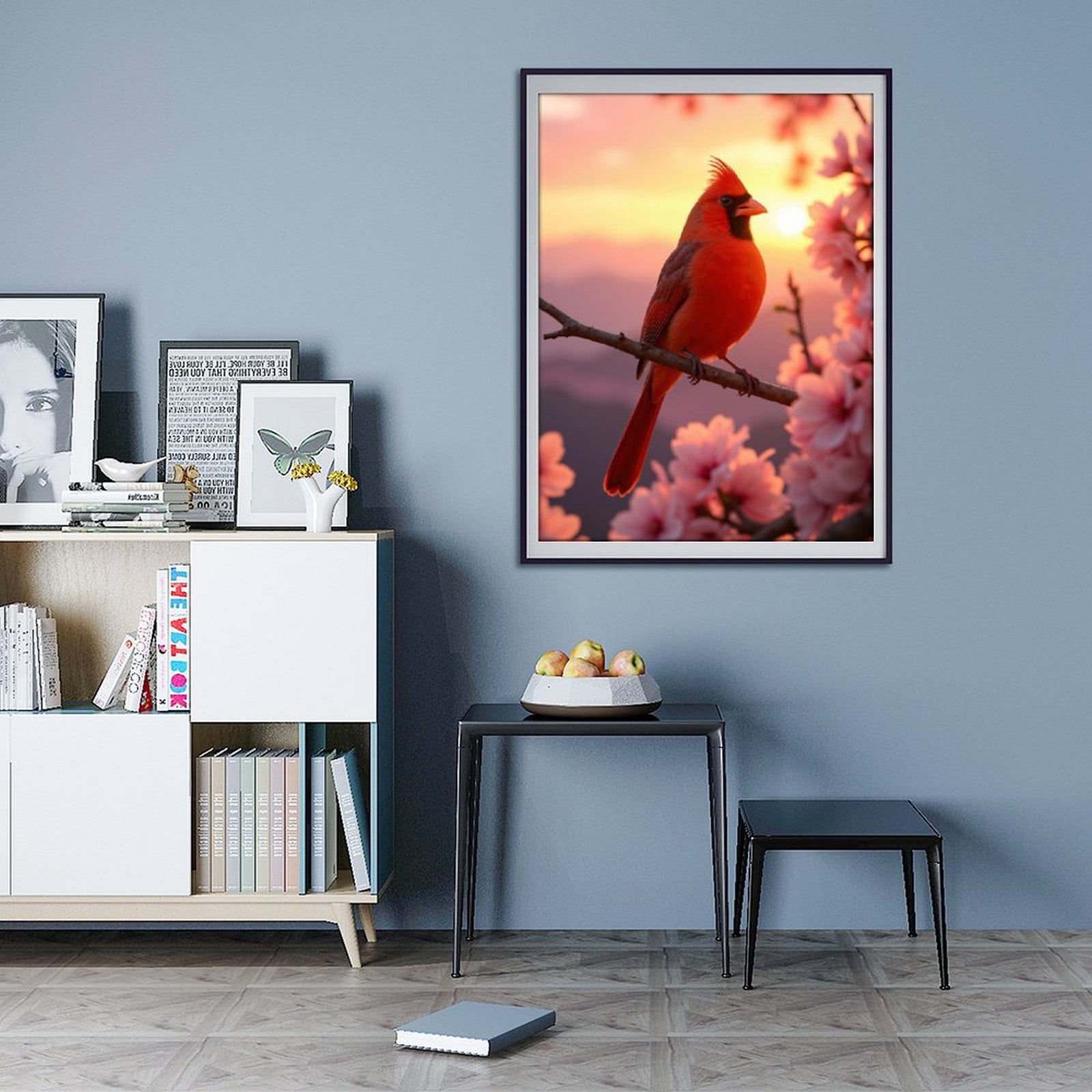 Diamond Art Kits for Adults - 5d Cardinal Sunset Blossoms Diamond Painting for Adults, Diamond Art for Adults Beginners, Diamond Painting Kits for Adults for Home Wall Decor