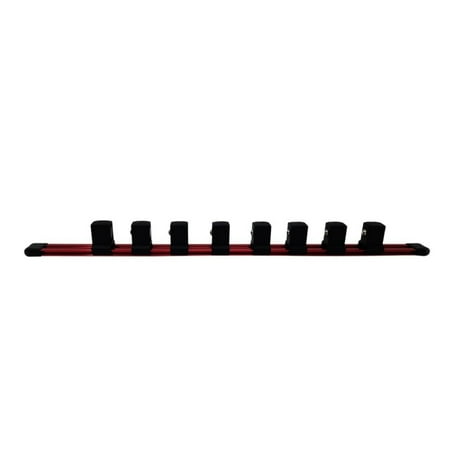 

Industro 3/4 Drive Aluminum Socket Holder Organizer - 432mm Red Rail with 8 Piece Black Clips