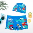 thumbnail image 2 of Pandaie Baby Toddler Boys Swim Trunks Set Rash Guards Dinosaur Swimsuit Shorts Cute Summer Beach Bathing Suit with Hat 5-6 T,Blue, 2 of 4