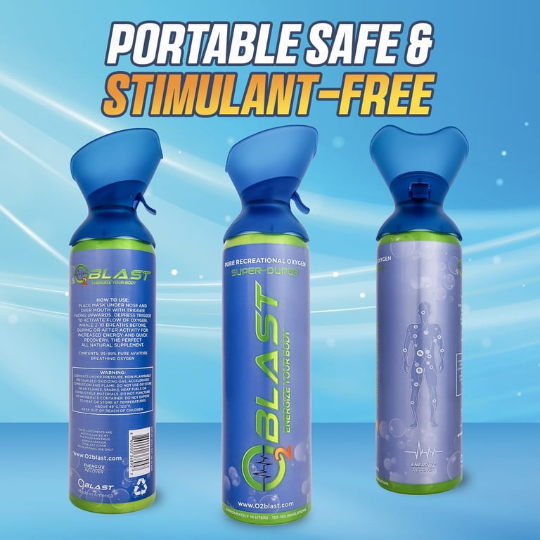 O2 Blast - Portable Pure Oxygen Supplement, Filled with 99.99