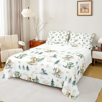 Feelyou Magic Dragon Teens Full Size Sheets, Kawaii Dino Animal White Bed Sheets, Cartoon Cloud Stars Sheet Sets, Microfiber Bedroom Decor, 4 Pieces