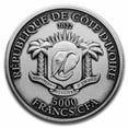 thumbnail image 2 of 2022 Ivory Coast 5 oz Antique Silver Big Five Asia: King Cobra, 2 of 4