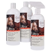 UltraCruz Equine Bright White Horse Shampoo, Conditioner and Show Polish Bundle, 32 oz Each