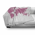 thumbnail image 3 of Floral World Map Soft Flannel Fleece Throw Blanket, Earth Surface Spring Season Flower Garden Motivation Freshness Geography, Cozy Plush for Indoor and Outdoor Use, 50" x 70", Hot Pink, by Ambesonne, 3 of 6