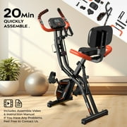 pooboo 4in1 Foldable Exercise Bike Indoor Cycling Bike Magnetic Stationary Bike Fitness Gym Workout 300lb