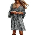 thumbnail image 2 of Aloohaidyvio Maxi Dresses for Women 2024,Women’s Summer Loose Kimono Maxi Dress Wrap V Neck 3/4 Sleeve Floral Print Slit Long Dresses, 2 of 6