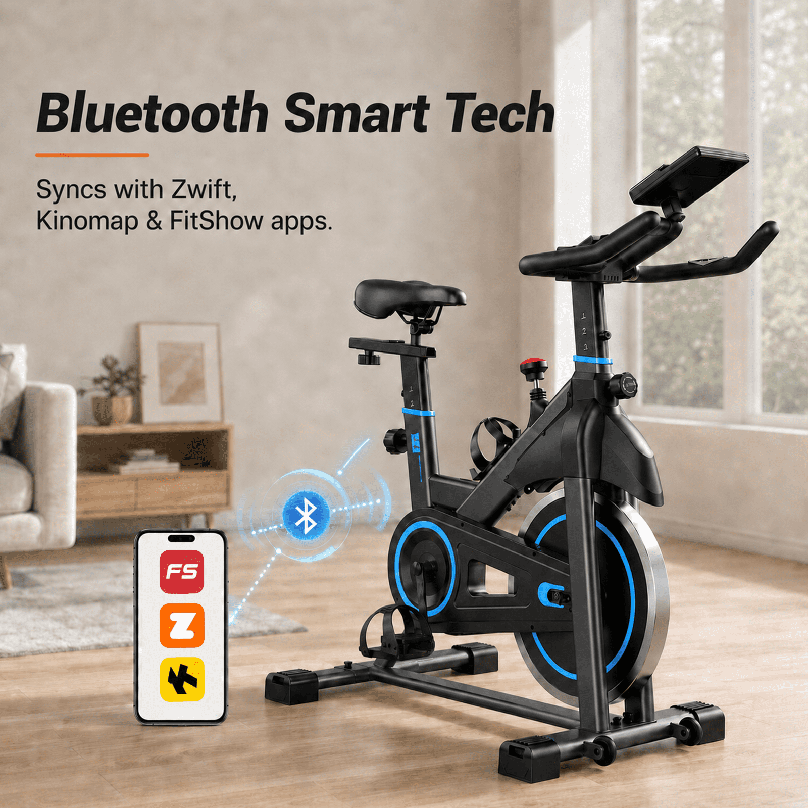 Alvantor Exercise Bike with a Liquid Crystal Display and an Infinite Resistance Adjustment Function, allowing for Adjustment of the Seat and Handlebars, Low Noise