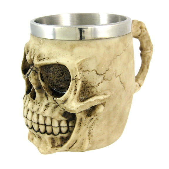 Zeckos Creepy Human Skull Tankard Stein Drinking Vessel Goth