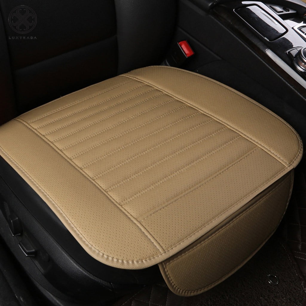 Universal Front Seat Cover Cushion Breathable PULeather Car Seat Pad Beige 