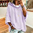 thumbnail image 4 of Hueook Fall Hoodies for Women Striped Print Drawstring Long Sleeve Casual Sweatshirt with Pockets Purple XL, 4 of 8