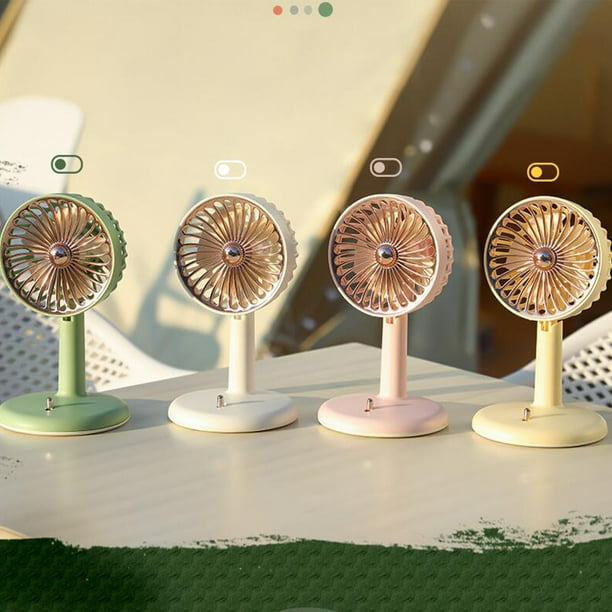 Ventilador portátil recargable USB - Ventilador de sobremesa de 2 velocidades con inclinación ajustable, 5 aspas para una refrigeración silenciosa y fuerte - blanco, verde, rosa, amarillo