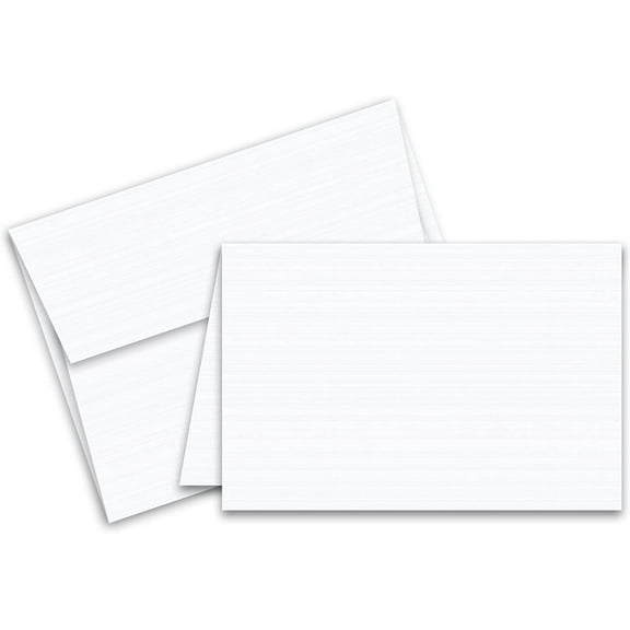White Classic Linen Blank Fold Over Greeting Cards and Classic Linen Envelopes | 5 X 7-Inches When Folded | 25 Sets