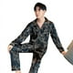 thumbnail image 4 of Pijama de hombre, cárdigan de seda helada de otoño, traje de seda artificial para hombre de talla grande para usar en casa, 4 of 4