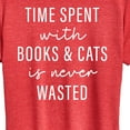 thumbnail image 3 of Instant Message - Time Spent With Books Cats - Women's Short Sleeve Graphic T-Shirt, 3 of 6