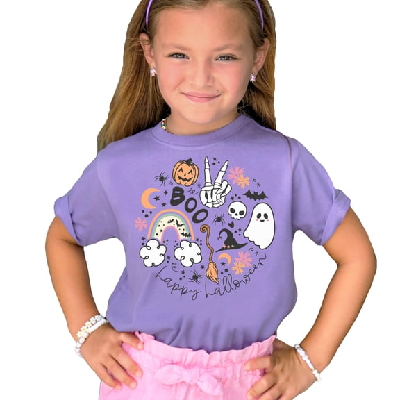 Olive Loves Spooky Things Shirts and Bodysuits for Baby and Toddler Youth Girls Halloween Outfits Purple Shirt 12 Months