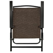 Topbuy Set of 4 Folding Sling Chairs Steel Armrest Patio Garden Pool Adjustable Back