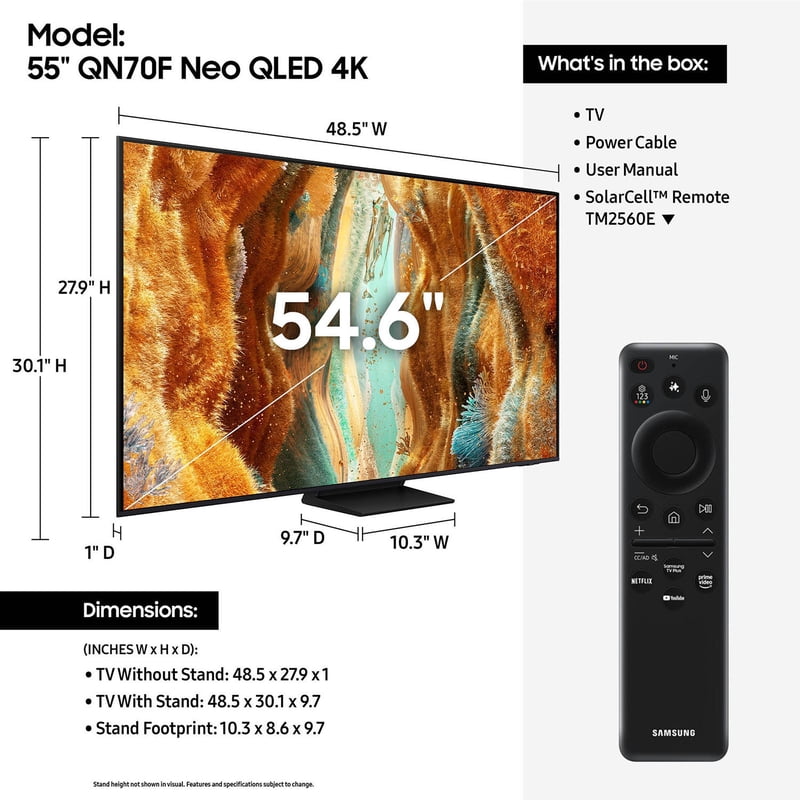Samsung 55" Class Neo QLED 4K QN70F Samsung Vision AI Mini LED Smart TV (2025) - QN55QN70FAFXZA display and camera view