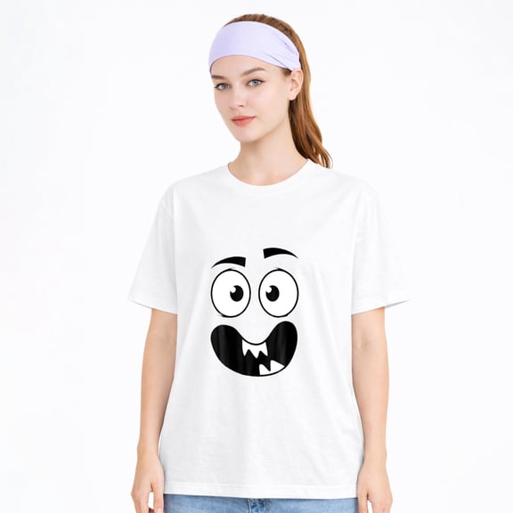 Unisex Cotton T-Shirt Cute Jack O Lantern Face Graphic Tee