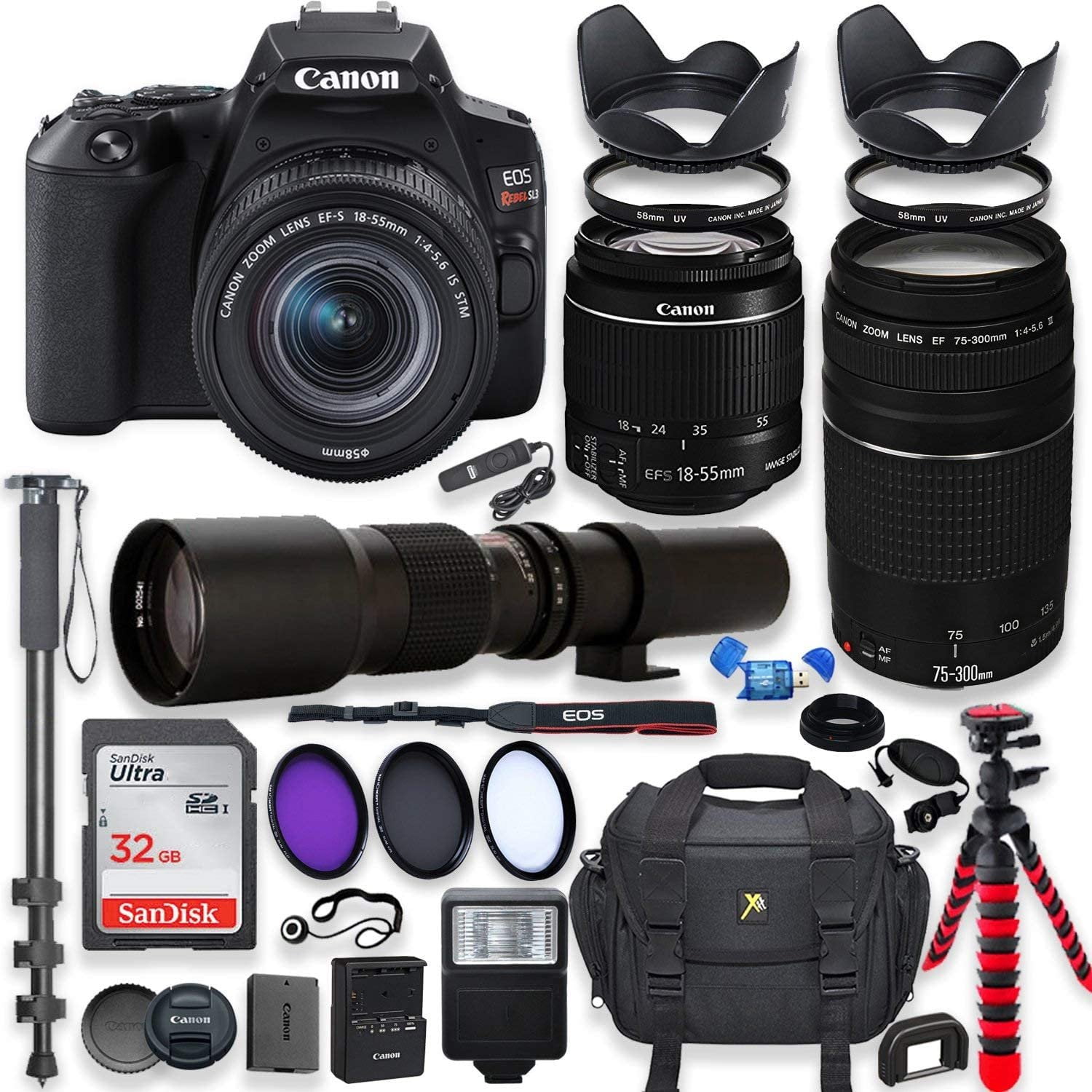 Canon EOS Rebel SL3 DSLR Camera with 1855mm STM Lens Bundle + Canon EF